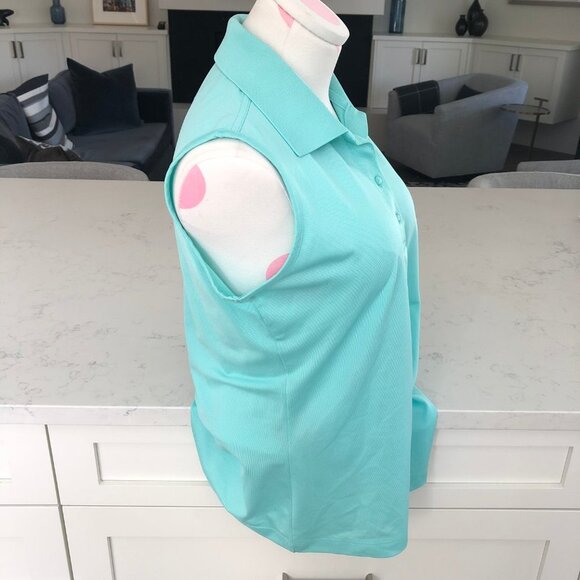 Greg Norman Play Dry Athletic Sleeveless Poly Golf Polo Shirt Green Sz M NWOT - Picture 3 of 10